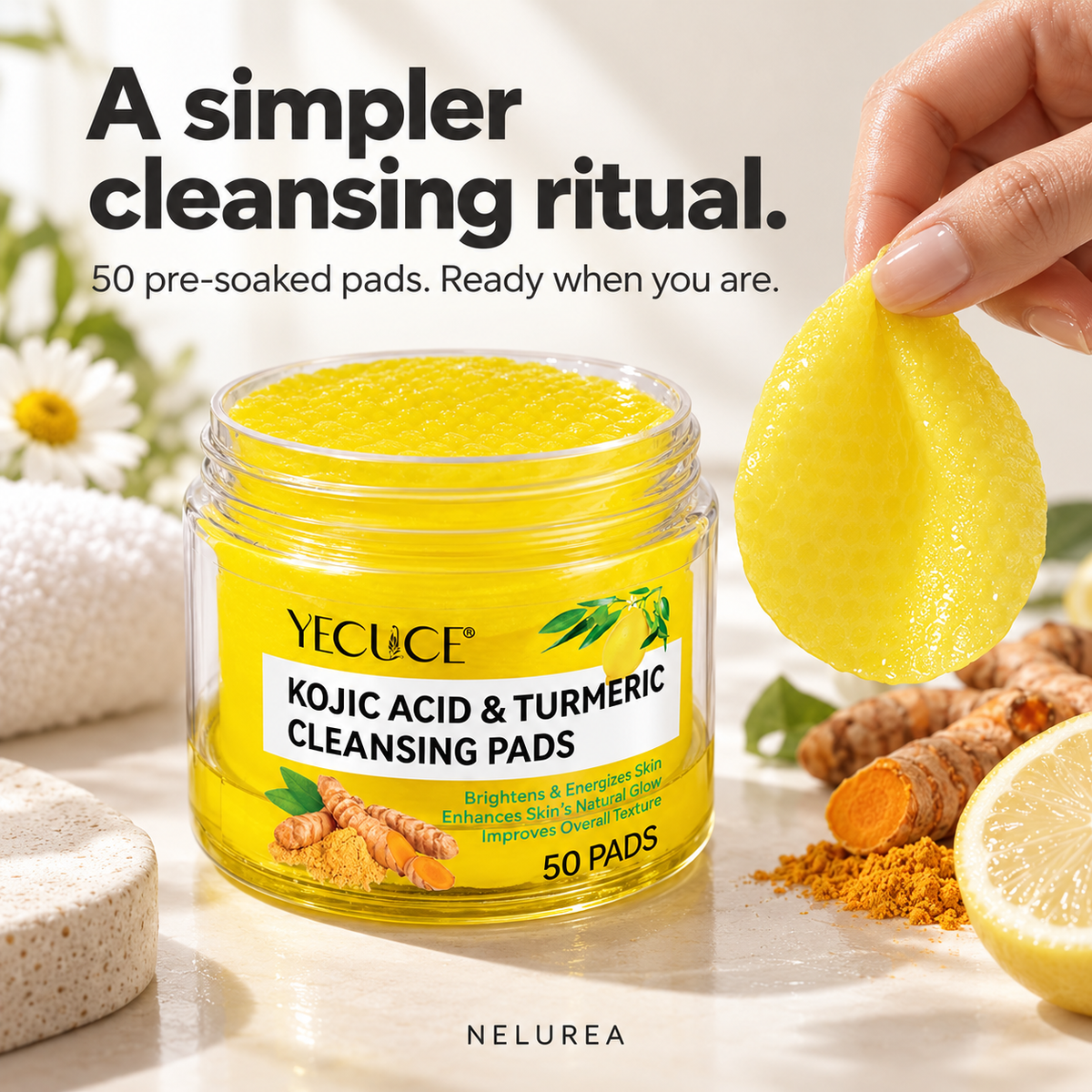 Turmeric + Kojic Acid Cleansing Pads – Nelurea