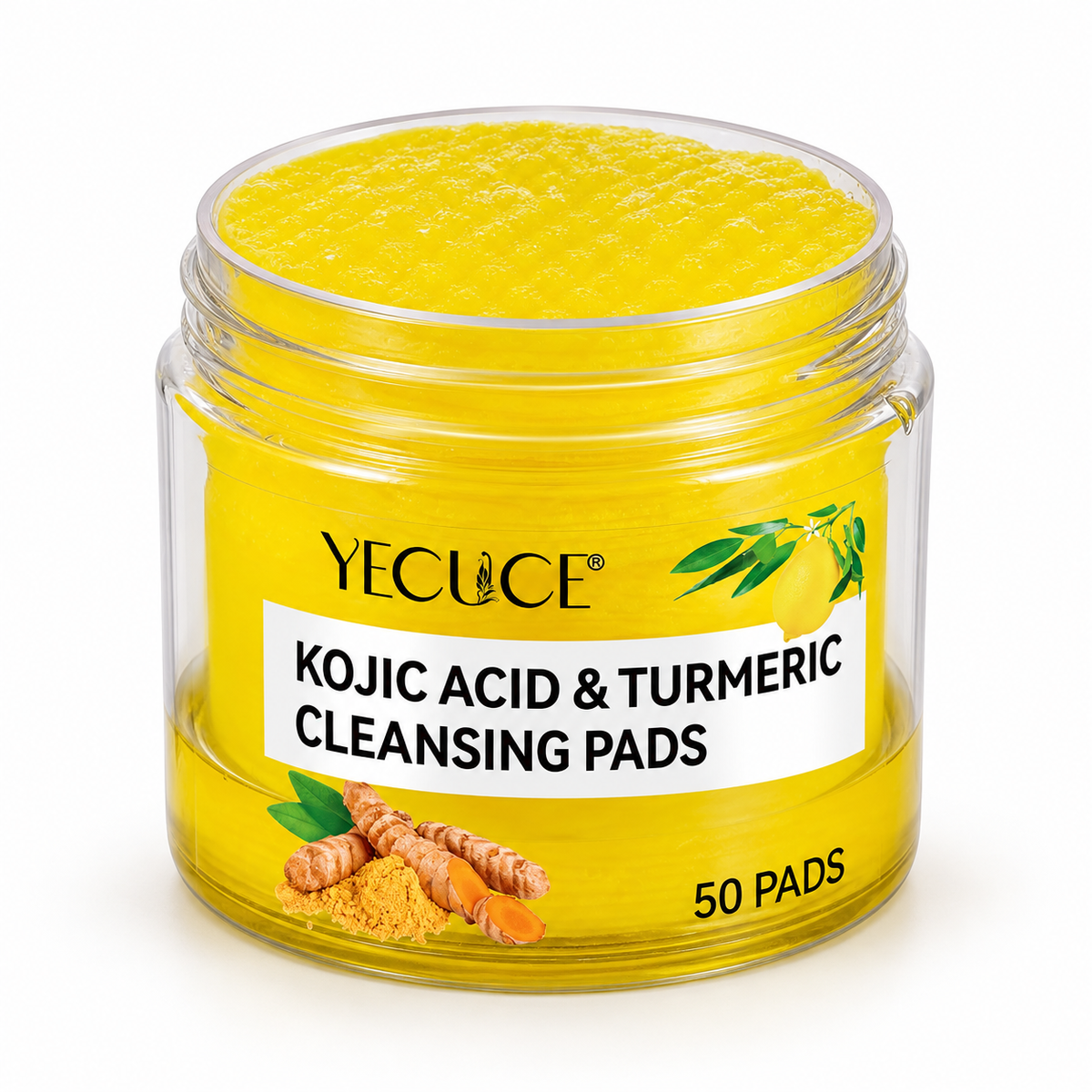 Turmeric and kojic acid cleansing pads, 50 pre-soaked pads